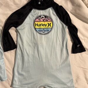 Hurley Kids Rash Guard - Black and Light Blue 6M